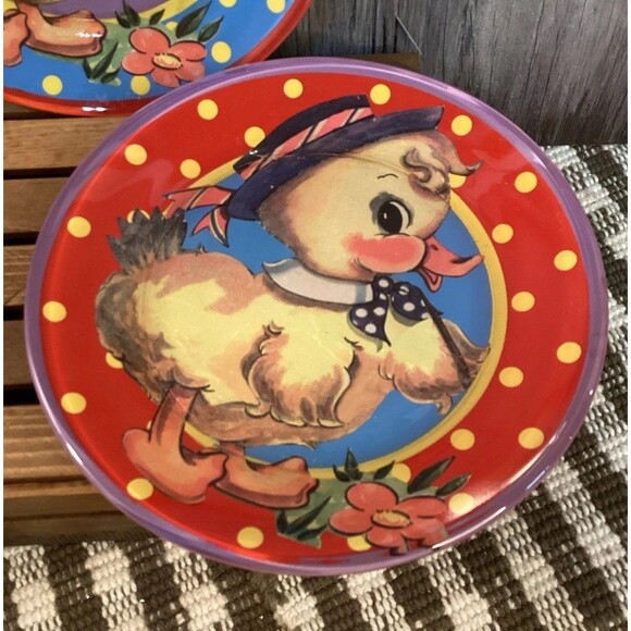 Katherine's Collection Hand Painted Duckling Plates Colorful & Fun Set Of 3 - Picture 2 of 14